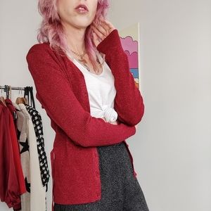 Vintage Sparkle Red Cardigan